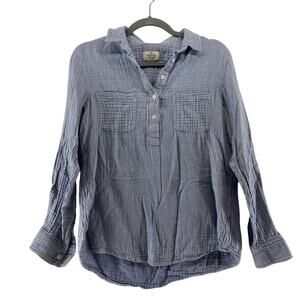 Marine Layer Blue‎ Stripe Cotton Popover Top Size Medium